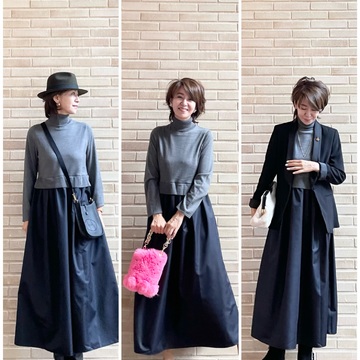 E by éclat 「ニットドッキングワンピース」着回しをご紹介