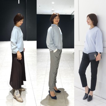 着回しがきく、E by eclat  ボリューム袖クルーニット