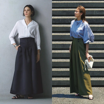 上品モードなボリュームパンツコーデからストライプシャツ×カーキパンツの秋色コーデまで【50代の1週間コーデ】