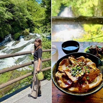 竜頭の滝を眺めながら豚丼食べました♪