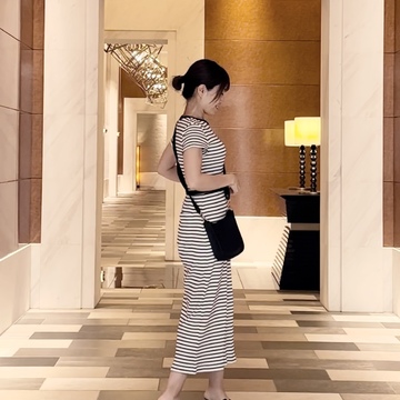 ボーダーワンピースコーデ