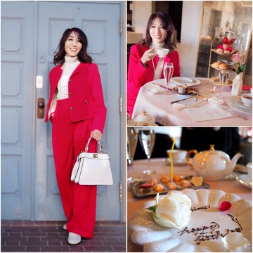 上下赤のZARAコーデで、BDay Afternoon Tea 