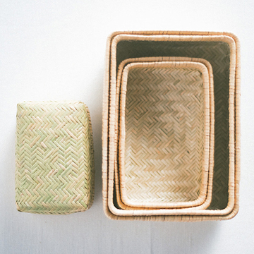 天然素材の手作り　ござ九・森九商店「箱型竹製物入れ」