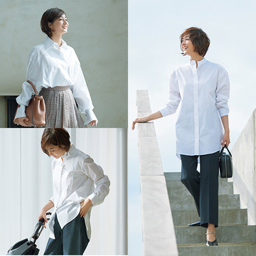 人気モデル 富岡佳子と考える！50代の白シャツ選びのポイントは？おすすめの白シャツブランドは？