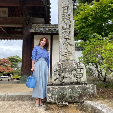 ブルー、ブルー、ブルー♪全身ブルーコーデで備中国分寺を散歩