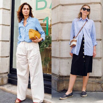 サマーシャツはブルーで柔らかさを！大人のシャツコーデが完成【パリ・ミラノのおしゃれSNAP】