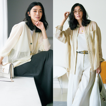 【冷房対策のハイセンスなはおりものコーデ10選】透け感シャツ、カーディガン、ストールは夏のマストハブ！