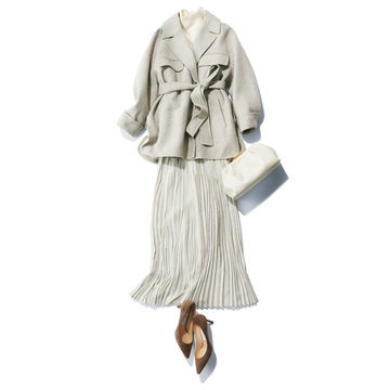 ワントーンコーデで上下をつないで細見え効果を狙って！【冬こそロングスカートの出番です】