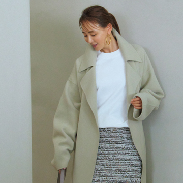 【タイトすぎないタイトスカート】しなやかツイード素材の腰まわりすっきり見えスカート