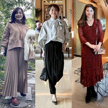 【50代のアフタヌーンティーコーデ5選】落ち着いた色合いで季節感も◎上品見えがかなう"ヌン活”コーデ