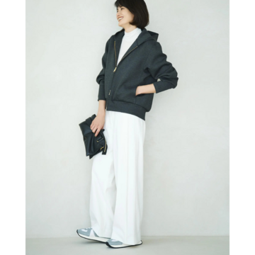 【50代 パンツ】E by éclat「優美なセミワイドパンツ」の秋コーディネート6選