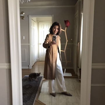 冬コーデは軽く暖かく！キャメルロングコート×ユニクロニットコーデ