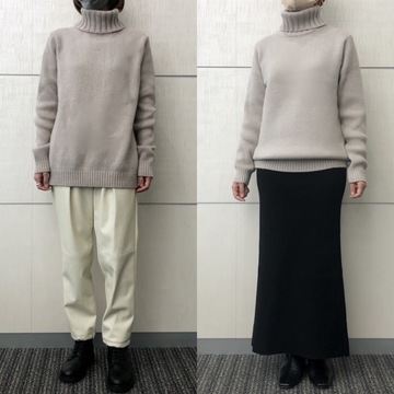 【50代 ニット】4サイズ着比べ！ SLOANE×eclat「ジーロンラム×カシミヤ　タートルネック」