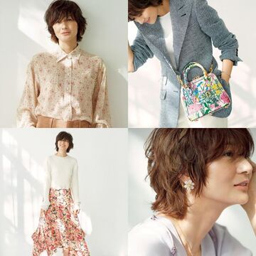 【富岡佳子の春コーデ】「花モチーフ」アイテムで甘すぎない上品な大人コーデ