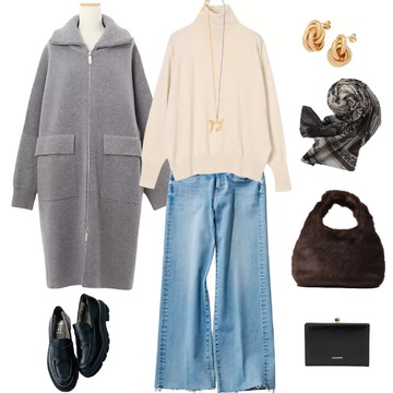 【50代 週末コーデ】グレーの上質ニットで叶える洗練カジュアル