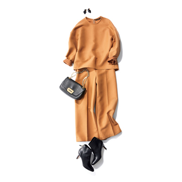 【Day06】クリスマス前のパーティーは、つややかフェミニンなセットアップで【冬の洗練パンツ30days】