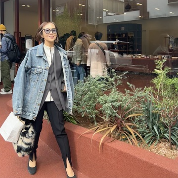 お洒落な代官山はジレや古着屋さんで見つけたお気に入りのＧジャンを羽織って