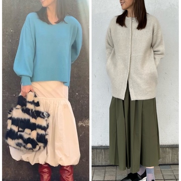 腰周りがスッキリ見えるスカートがマイブームです