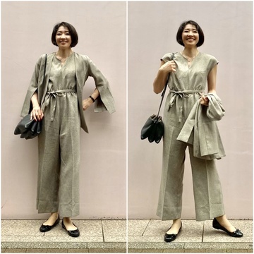 アースカラーのオールインワンで銀座ランチ