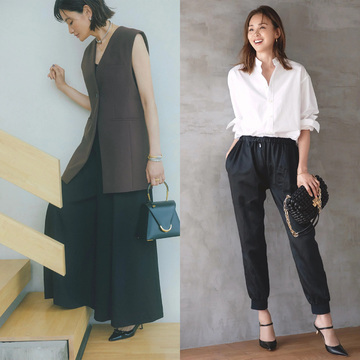 秋のリッチ感を取り入れたジレコーデからジョガーパンツ×白シャツで作る通勤コーデまで【50代の1週間コーデ】