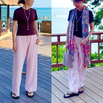 【2泊３日旅コーデ】最終日はリラクシーなパンツスタイルで