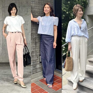 【50代の爽やかパンツコーデ10選】涼しげで軽い素材感と夏らしい色合いで暑い季節も快適に！