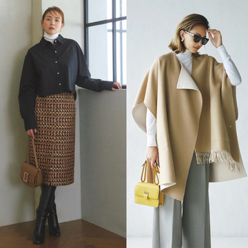 シャツとタートルトップスの重ね着コーデからエレガントなケープコートで防寒対策コーデまで【50代の1週間コーデ】 