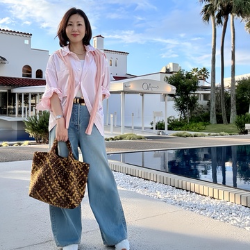 休日デニムはピンクシャツを差し色に♡逗子マリーナへ