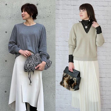 アラフィー世代 Jマダムの【白スカートコーデ】ふわりと軽やかな春先取りスタイルが完成