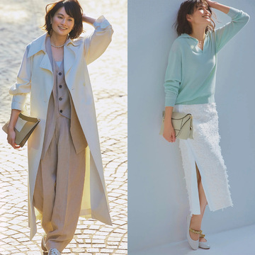 白のロングコートを主役にしたコーデから春らしく華やかに仕上げたブラックコーデまで【50代の1週間コーデ】