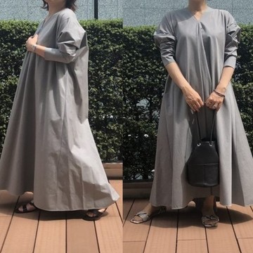 身長150cm台と160cm台のバイヤーが着比べ！ロングシーズン活躍するATON「ドレープドレス」