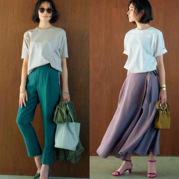 【アラフィーのベージュTコーデ2選】品格漂うベージュの力でパンツもスカートも上品に決まる！