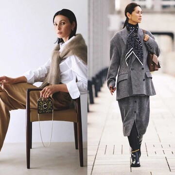 コンサバな白シャツ×ベージュパンツのコーデからオーバーサイズの千鳥格子柄ジャケットまで【50代の1週間コーデ】