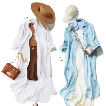 【シャツワンピースを気軽に楽しむ】初夏に映える！白＆ブルーの爽やかシャツワンピコーデ