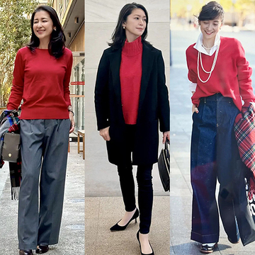 この冬注目の旬色で華やかに！50代にふさわしい「赤ニットコーデ」3選