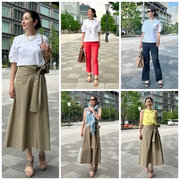 女性らしく上品見えする♪E by eclatふんわり袖トップス＆リボンモチーフスカート着回し１０コーディネート