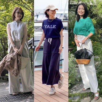 【50代 おしゃれカフェに最適コーデ7選】夏のお出かけにあわせて爽やかに！“色”を意識したコーデに注目