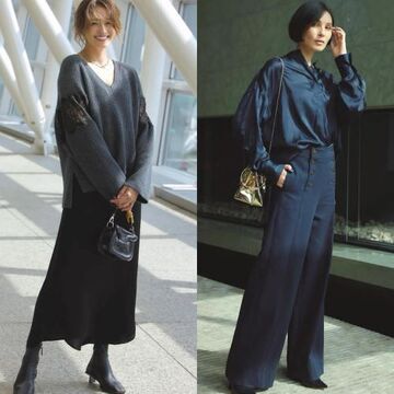 ほんのり透けるレースのニットスタイルからエレガントなシャツ×パンツの女らしいスタイルまで【50代の1週間コーデ】