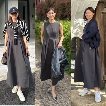 『E by eclat 』の腰高タックワンピースを着回ししてみました