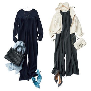 【おしゃれ刷新力のあるオールインワン】日常使いもドレスアップシーンも“柔和なノーカラー”が活躍