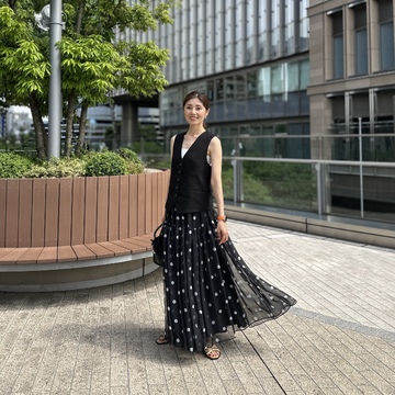 オーガンジーのスカートで、旬のパスタをいただきに♡