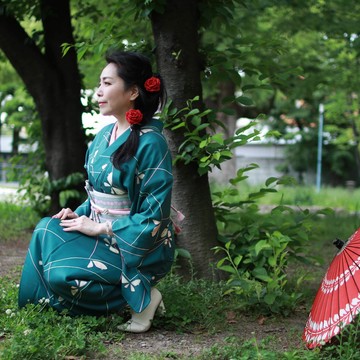 新緑あふれる街「和モダン着物」撮影✨