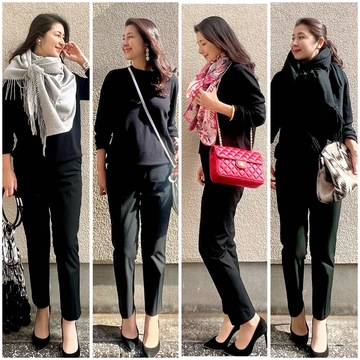 新鮮に着こなす♪UNIQLO「上も下も黒」のパンツコーディネート