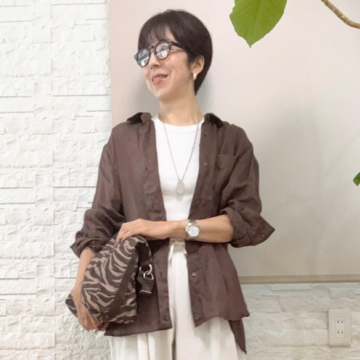 50代立秋GUプチプラパンツ着回しコーデ＊ブラウン編