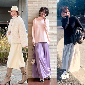 暗くなりがちな冬に華やぐ！50代向け「スカートコーデ」3選