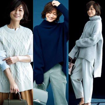【2020年冬ファッション】50代向け冬のニットコーデカタログ。春まで大活躍！冬に映えるニットスタイル43