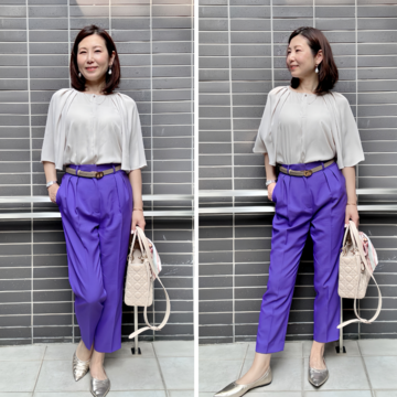 50代細見え♡カラーパンツコーデ