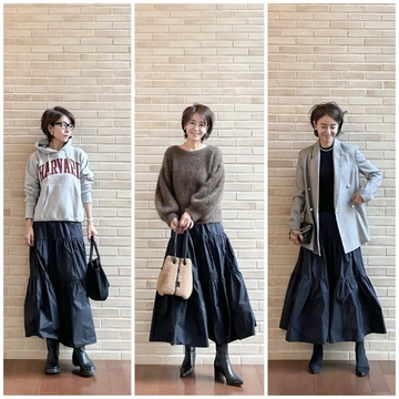 ドラマティックなロングスカート♡コーデ色々