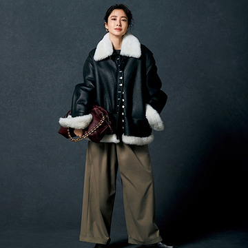 【福田亜矢子の2024年本命コート】「ロエベ」のシアリングジャケットでメンズライクコーデを楽しむ