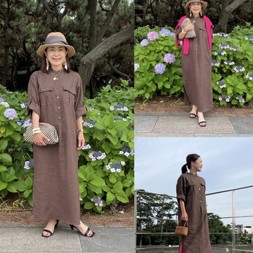 E by éclatの【リネンシャツワンピース】で洗練華やか夏スタイル！